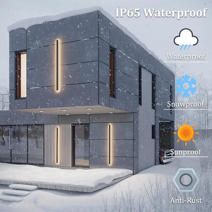 56In Long Outdoor Light,IP65 Waterproof Modern Exterior Lighting Fixture 3000K Linear Outdoor Light for Porch Courtyard