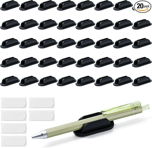 20 Pack Adhesive Pencil Holders for Desk,Silicone Flexible Pen Holder for Wall, Office, School,Home,Classroom Must Haves,Teacher Essentials Accessories,Desk Organizer,Art Supply,Small Gift ﻿