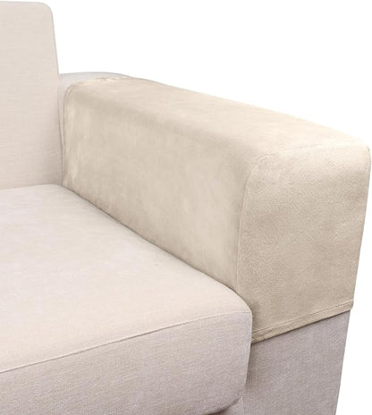 Couch Arm Covers 2 Pcs Sofa Armrest Covers Stretch Couch,Armrest Cover for Chairs Scratch-Resistant Sofa Arm Cover Armchair Slipcovers,Ivory