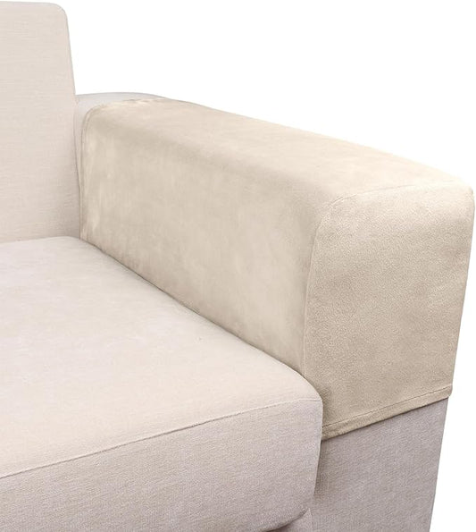 Couch Arm Covers 2 Pcs Sofa Armrest Covers Stretch Couch,Armrest Cover for Chairs Scratch-Resistant Sofa Arm Cover Armchair Slipcovers,Ivory