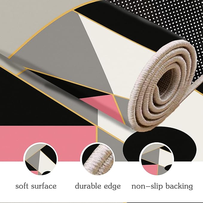 Abstract Geometry Rug - 3x4 Rug, Modern Geometry Outdoor Rugs, Minimalist Aesthetics Entryway Rugs, Washable & Non Slip Carpet Home Decor