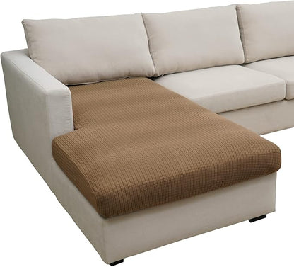 Eismodra Sectional Couch Covers Chaise Cushion Cover for Sofa L Shape Chaise Lounge Magic Stretch 3 Cushion Couch Slipcover for Dogs L Shaped Replacement Protector,Light Brown X-Large(Only 1 Piece)
