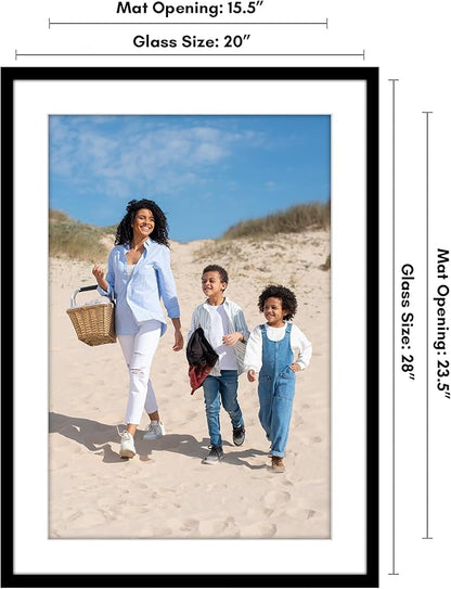 Americanflat 20x28 Picture Frame with Polished Plexiglass - Use as 16x24 Frame with Mat or Display 20x28 Photo Without Mat - Streamline Collection - Thin Border Picture Frames for Wall - Black