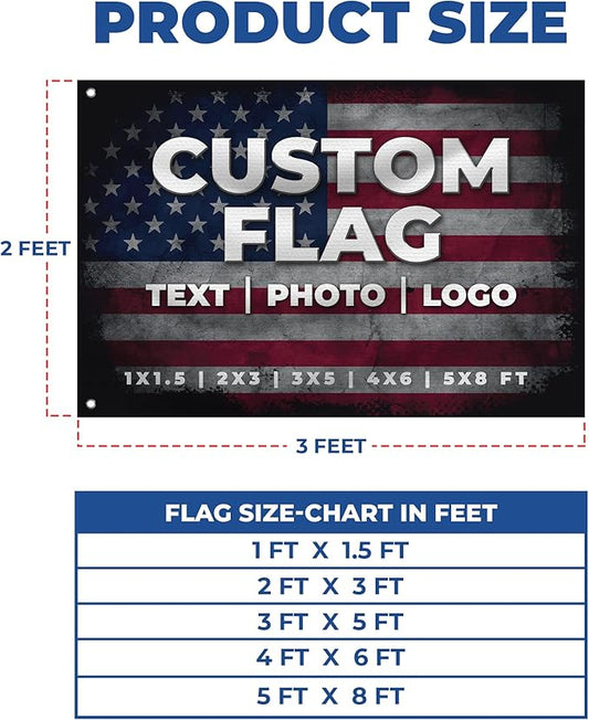 Custom Flagg_New by DreamController 1'x1.5' to 5'x8' with Business Logo, Image or Text | Personalized Outdoor Flags Banner with Grommets for Advertising, Events | Made in USA | Fast delivery | HD