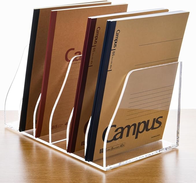 Acrylic Magazine File Holder, 6 Vertical Compartments Desk Document Sorter Organizer, Clear Folder Rack Binder for Office, Documents, Tablets, Magazines, Books – Home/Classroom Rack