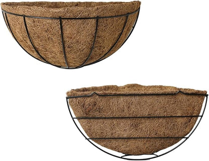 3-Pack Hanging & Wall-Mounted Plant Baskets with Natural Coconut Fiber Liner, Decorative Planters for Home Garden Patio Yard (3Pack HalfWall, 12Inch)