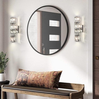 Crystal Wall Sconces Set of Two, Modern Sconces Wall Decor Set of 2 Chrome Bedroom Indoor Wall Sconce Bedside Wall Mounted Lamp for Hallway Bathroom Vanity Light Fixtures