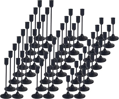 54 Pcs Black Candlestick Holders Set - Vintage Brass Taper Candle Holder for Pillar Candles - Modern Decorative Centerpiece for Wedding Fireplace Mantel Decor - Cozy Atmosphere Housewarming Gift