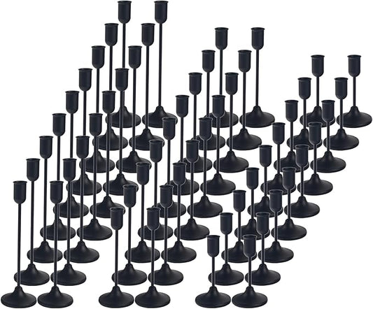 54 Pcs Black Candlestick Holders Set - Vintage Brass Taper Candle Holder for Pillar Candles - Modern Decorative Centerpiece for Wedding Fireplace Mantel Decor - Cozy Atmosphere Housewarming Gift