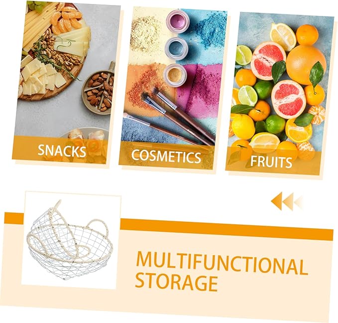Toyvian 2pcs Wire Basket Storage Organizer Versatile Iron Baskets for Home Office Kitchen Decorative Containers for Fruits Bread and Office Supplies