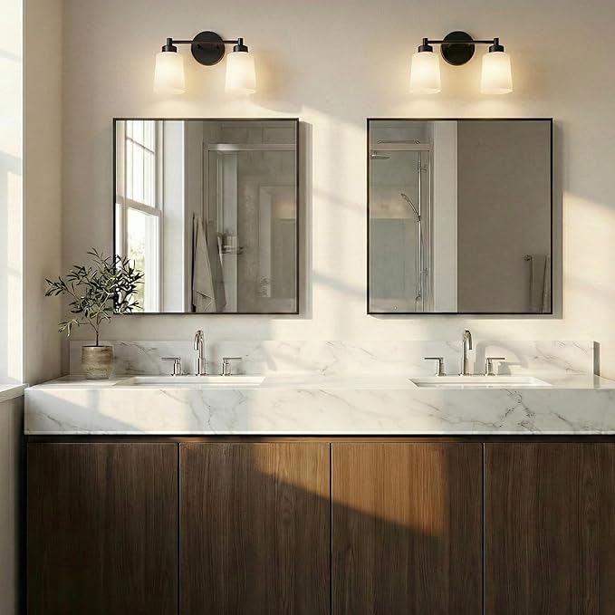 36''x36'' Large Black Square Mirror, Matte Metal Framed Bathroom Vanity Mirror, Oversized Wall Mirror for Entryway, Industrial Decor, Flush Mount