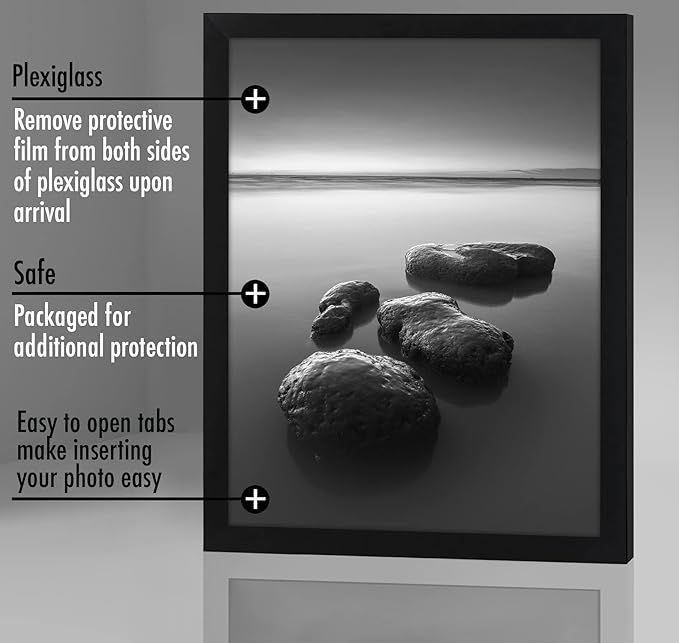 Americanflat 17x22 Picture Frame with Polished Plexiglass - Black Picture Frame - Wide Photo Frames Made of Engineered Wood for Vertical or Horizontal Wall Display - Epic Collection - Black