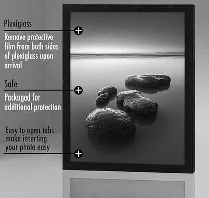 Americanflat 17x22 Picture Frame with Polished Plexiglass - Black Picture Frame - Wide Photo Frames Made of Engineered Wood for Vertical or Horizontal Wall Display - Epic Collection - Black