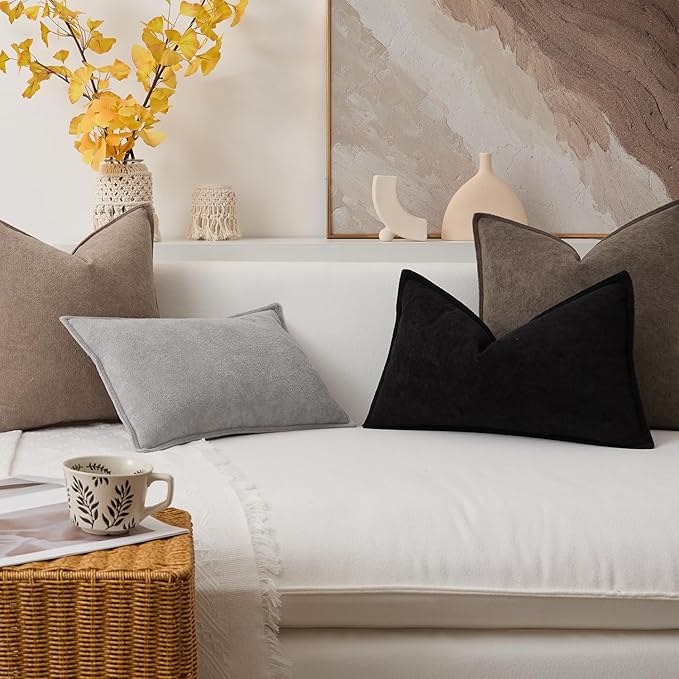 Kevin Textile Waterproof Decorative Pillow Covers Taupe 22x22 Inch Pack of 2 Soft Boucle Textured Euro Pillowcases Elegant Accent Pillows for Couch Sofa Chair Bed Home Decor Indoor Outdoor