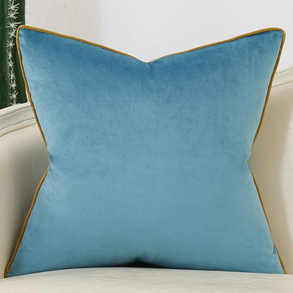 Avigers 20 x 20 Inch Grey Blue Gold Striped Geometric Lines Embroidery Velvet Cushion Case Luxury Modern Throw Pillow Cover Decorative Pillow for Couch Living Room Bedroom Car 50 x 50cm