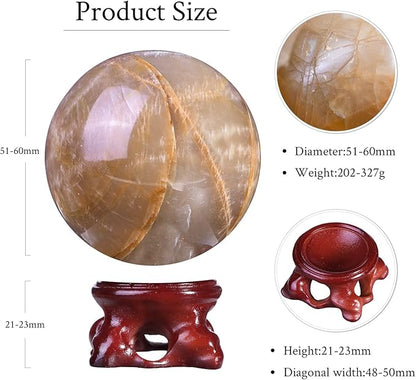 mookaitedecor Natural Orange Moonstone Crystal Ball with Resin Stand, Decorative Stone Sphere Ball for Feng Shui Meditation Divination Home Decor, 2-2.36 Inch (51-60 mm)