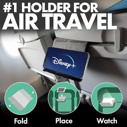 Airplane Phone Holder, Flexible Cell Phone Holder, Folding Cellphone Stand for Desk, Bed, Office, Treadmill - Airplane Gadgets for Long Travel Accessories - Plane Essentials (Pro)