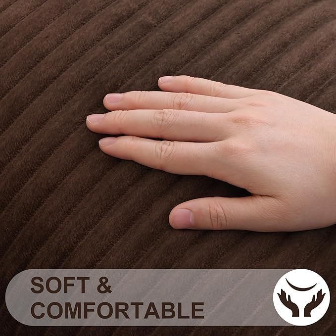 Simmore Decorative Spring Euro Sham Throw Pillow Covers 22x22 Set of 2, Soft Natural Plush Flannel Double-Sided Fluffy Couch Pillow Covers for Sofa Living Room, Brown