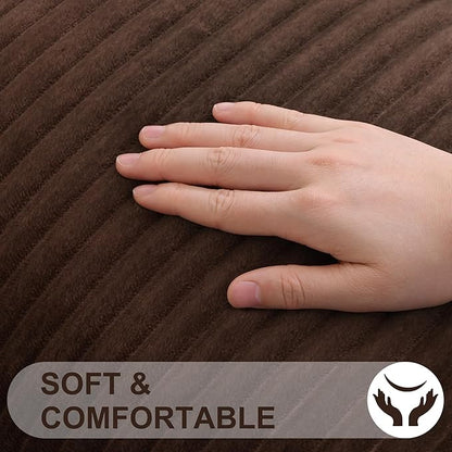 Simmore Decorative Spring Euro Sham Throw Pillow Covers 22x22 Set of 2, Soft Natural Plush Flannel Double-Sided Fluffy Couch Pillow Covers for Sofa Living Room, Brown