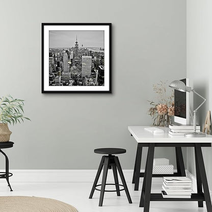Americanflat 28x28 Picture Frame with Polished Plexiglass - Use as 24x24 Frame with Mat or Display 28x28 Photo Without Mat - Streamline Collection - Thin Border Square Frames for Wall Display - Black