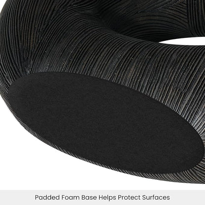 Torre & Tagus Black Donut Vase for Flowers - 9 Inch Tall Textured Vases for Centerpieces, Sculptures Home Decor & Abstract Sculptures Home Decor for Shelf Decor Aesthetic (Alma Black Flower Vase)