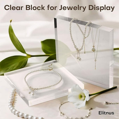 Clear Acrylic Display Block – Solid Polished Plexiglass Riser for Jewelry, Figurines, Retail Showcase & Home Decor – Sturdy Acrylic Cube Stand (8" x 8" x 1")