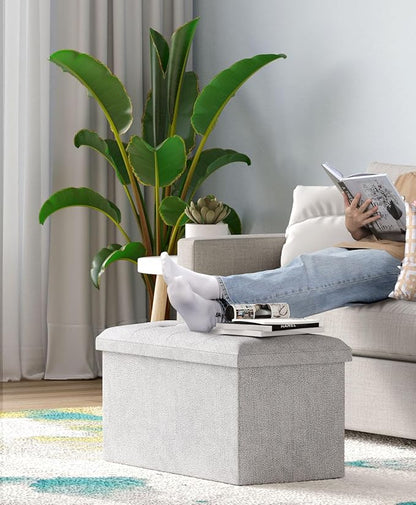 Folding Storage Ottoman Bench, Multi-Functional Ottoman Foot Rest, End of Bed Bench, Storage Chest for Living Room, Bedroom, Hallway, Entryway, Holds Up to 600 lbs (Dark Gray, 30 Inches)