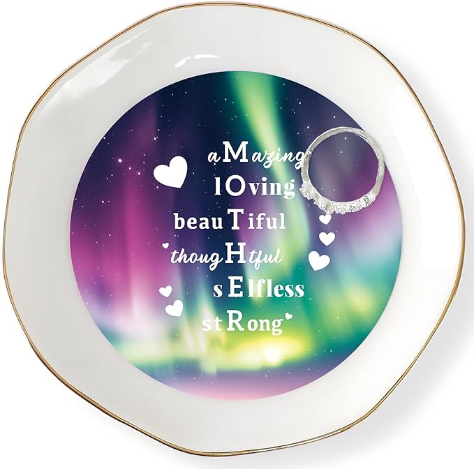 HOME SMILE Jewelry Ring Dish Tray with Dynamic Pattern Shifts for Mom,Unique Mother's Day Gifts,I Love You Mom