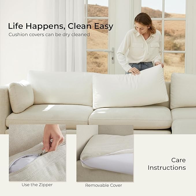 CHITA Oversized Modular Sectional Sofa, FSC Certified L Shaped Sectional Couches for Living Room, 112 inch Width,4 Seat Modular Sofa with Storage Ottoman, Linen