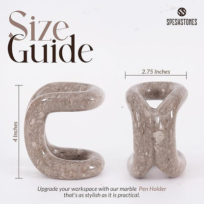 Marble Pen Holder for Desk 4 Inch Oceanic Stone Pencil Holder for Desk Accessories, Workspace Organizers & Office Decor - Pen Organizer for Teacher Supplies & Gifts