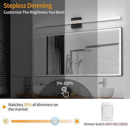 Modern Black and Brass Vanity Light Bar 40 Inch, 30W 5CCT Dimmable Bathroom Light Fixtures LED Wall Lighting Fixture