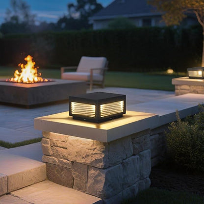 Outdoor Post Lights, 9.84" Hard Wired Column Pillar Light Waterproof Modern Lamp Posts AC100-240V LED Square Lantern for Fence Driveway Patio Garden Backyard