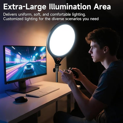 Ring Light with Stand and Phone Holder, 14" Professional Full-Screen Large Ring Light with 63'' Stand, Selfie Ringlight for Video Recording, Live Streaming, Makeup, Barber, YouTube, TikTok