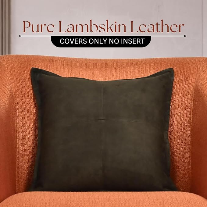 LL LEATHER LOVERS Genuine Suede Leather Pillow Cover, 18x18 Inch Case for Lumbar Throw Couch Pillows, Thick & Soft Cushion Covers for Sofa Bed Home Decor (Suede Deep Forest Green Box Pack of 1)