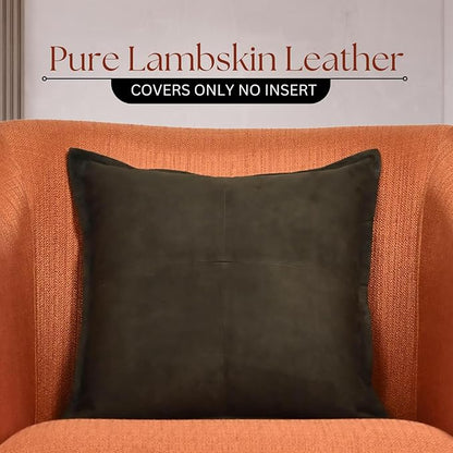 LL LEATHER LOVERS Genuine Suede Leather Pillow Cover, 18x18 Inch Case for Lumbar Throw Couch Pillows, Thick & Soft Cushion Covers for Sofa Bed Home Decor (Suede Deep Forest Green Box Pack of 1)