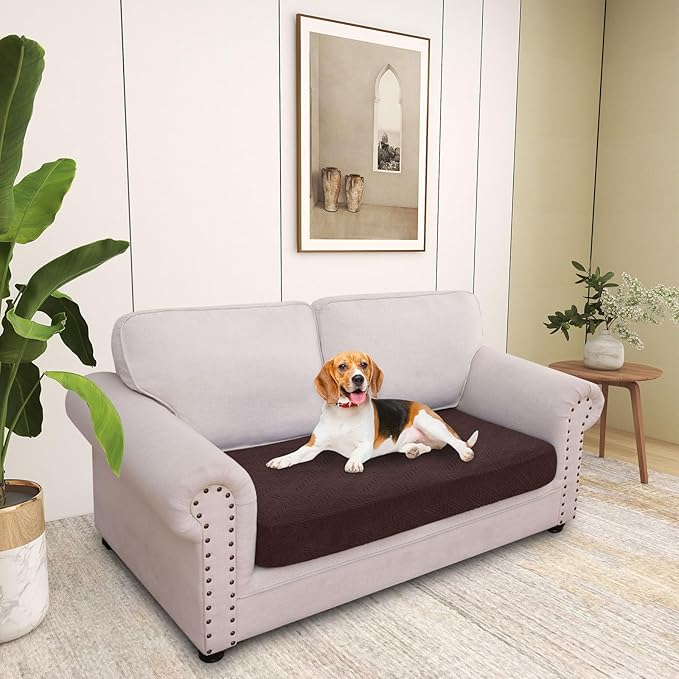 hyha Individual Couch Cushion Covers, Stretch Magic Sofa Seat Cushion Covers Washable, Dog Couch Sofa Slipcover for Pets, Kid with Elastic Bottom(Medium, Chocolate)