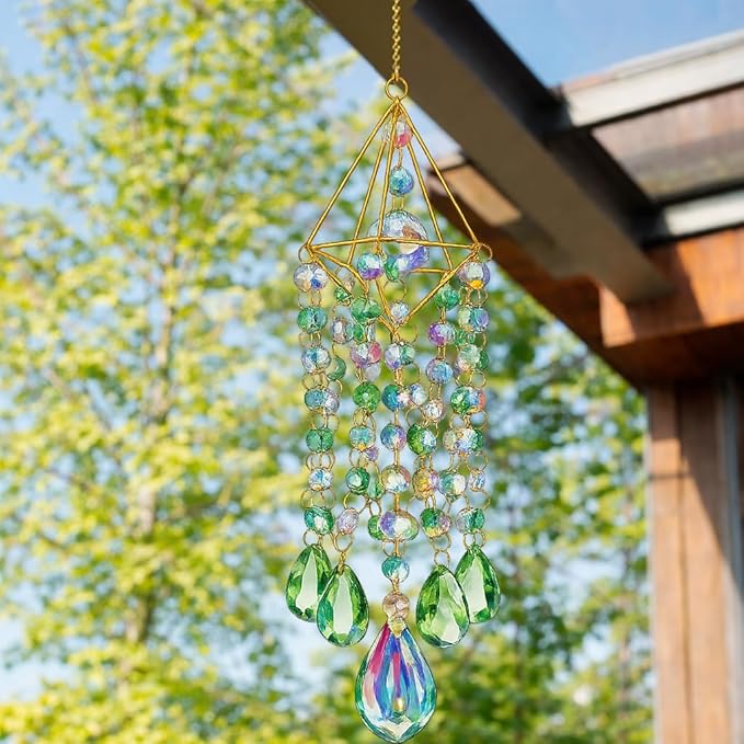 Sun Catcher Crystals for Window Hanging, Rainbow Prism Sun Catcher with Crystal Prisms, Hanging Crystal Suncatchers Indoor Window Decor, Window Suncatcher Light Catcher