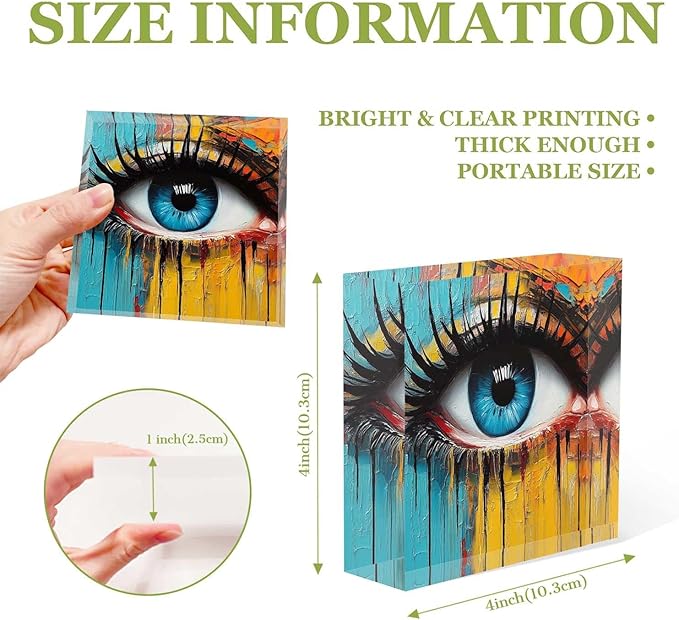 Decorative for Home Decor Paint Abstract Texture,Watercolor Eyes Acrylic Desk Decor 4x4 Tabletop Wall Sign - Presents for the Friends - Housewarming Presents
