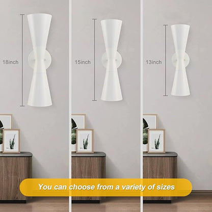 Modern Indoor Wall Sconce Up and Down White Wall Sconce Mid Century Indoor Wall Light Fixture Hardwired Wall Mounted Lamp for Living Room Bathroom Bedroom Hallway 13 Inch