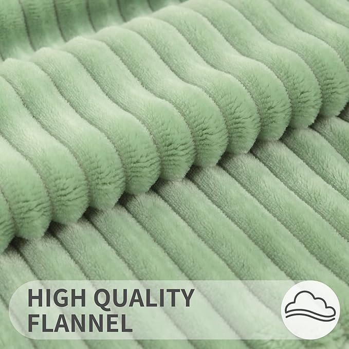 Simmore Decorative Spring Throw Pillow Covers 16x16 Set of 2, Soft Natural Plush Flannel Double-Sided Fluffy Couch Pillow Covers for Sofa Living Room, Sage Green