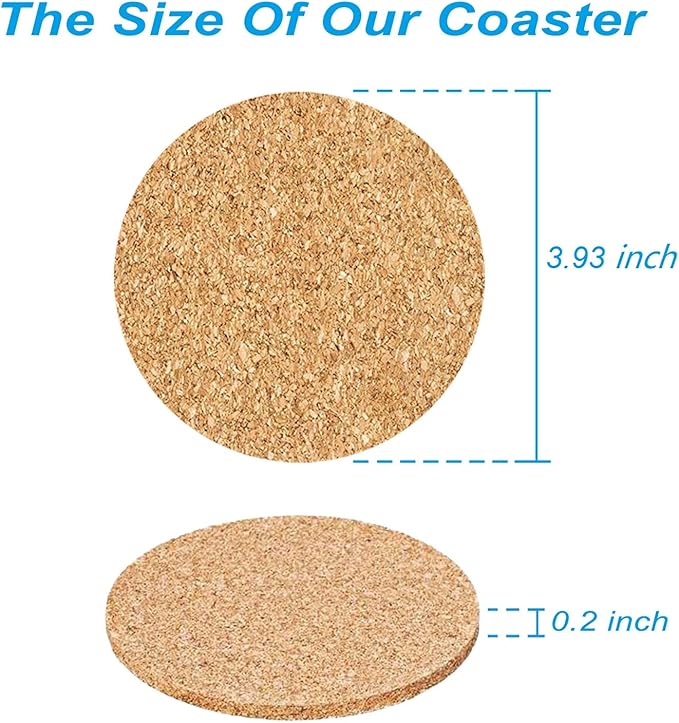 12 Pcs Cork Coaster for Drink, Absorbent Heat Resistant Reusable Tea or Coffee Coaster, Blank Coasters for Crafts,Warm Gifts Cork Coasters for Relatives and Friends.
