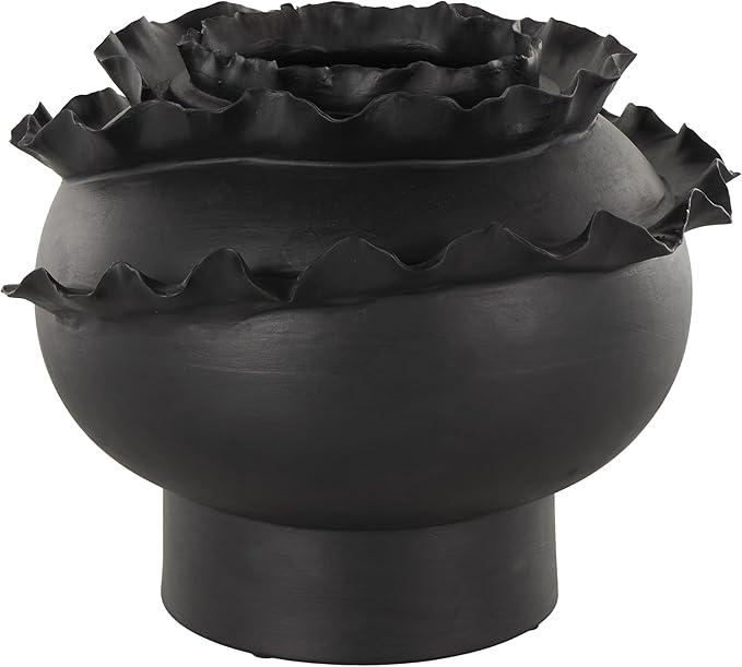 Deco 79 Ceramic Abstract Decorative Vase Floral Inspired Centerpiece Vase, Flower Vase for Home Decoration 12" x 12" x 9", Black