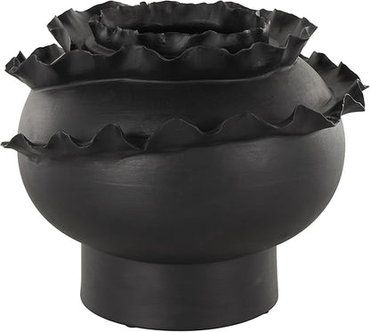 Deco 79 Ceramic Abstract Decorative Vase Floral Inspired Centerpiece Vase, Flower Vase for Home Decoration 12" x 12" x 9", Black
