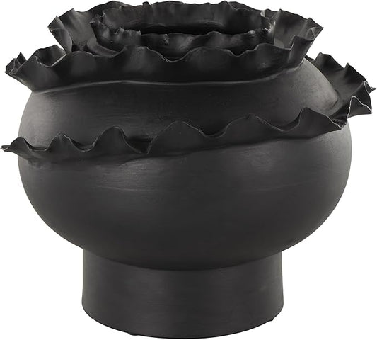 Deco 79 Ceramic Abstract Decorative Vase Floral Inspired Centerpiece Vase, Flower Vase for Home Decoration 12" x 12" x 9", Black