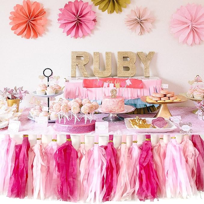 30pcs Hot Pink Tissue Paper Tassels DIY Hanging Decor - Pink Kit