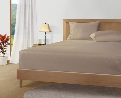LANE LINEN 100% Egyptian Cotton Queen Sheet Set, Soft & Comfy Thick Fully Elasticized Mercerized Cotton Sheets Queen Size Set, No Pill Fade Resistant Elegant Jaquard Swiss Dot Queen Sheets- Taupe