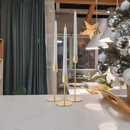 Set of 12 Candle Stick Candle Holder Gold Candlestick Holders Metal Taper Candle Holders for Wedding Tables Centerpieces Candlelight Dinner Home Decor(Candles not Include)