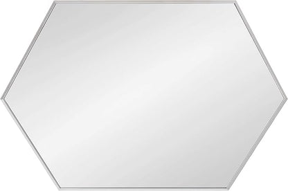 Kate and Laurel Rhodes Modern Hexagon Wall Mirror, 24.75 x 36.75, Silver, Chic Geometric Wall Mirror