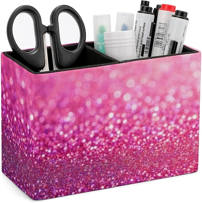 Fashion Work Table Pen Organizer Pencil Pen Holder Office Home Desk Organize Pink Glitter Pattern