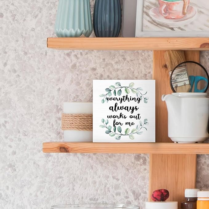 Inspirational Office Psychology Wood Box Sign Desk Decor, Positive Educational Mental Health Wooden Block Sign Decorations for Home School Classroom Counselling Room Wall Tabletop Shelf Decor